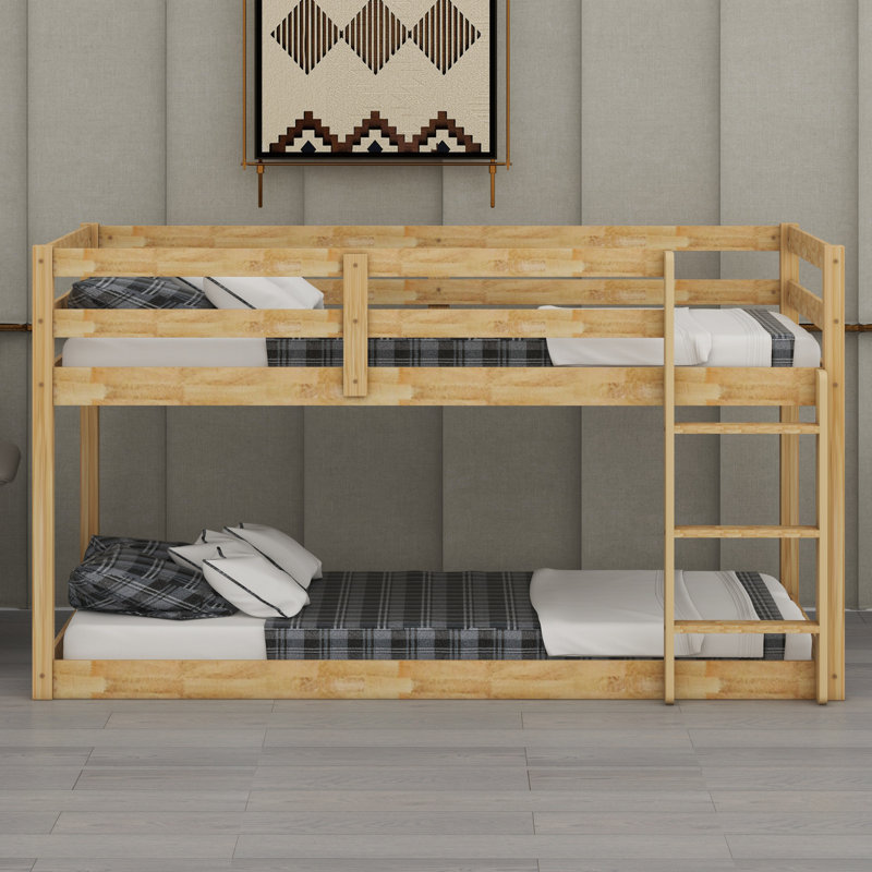 Lit superposé en bois avec échelle, Naturel