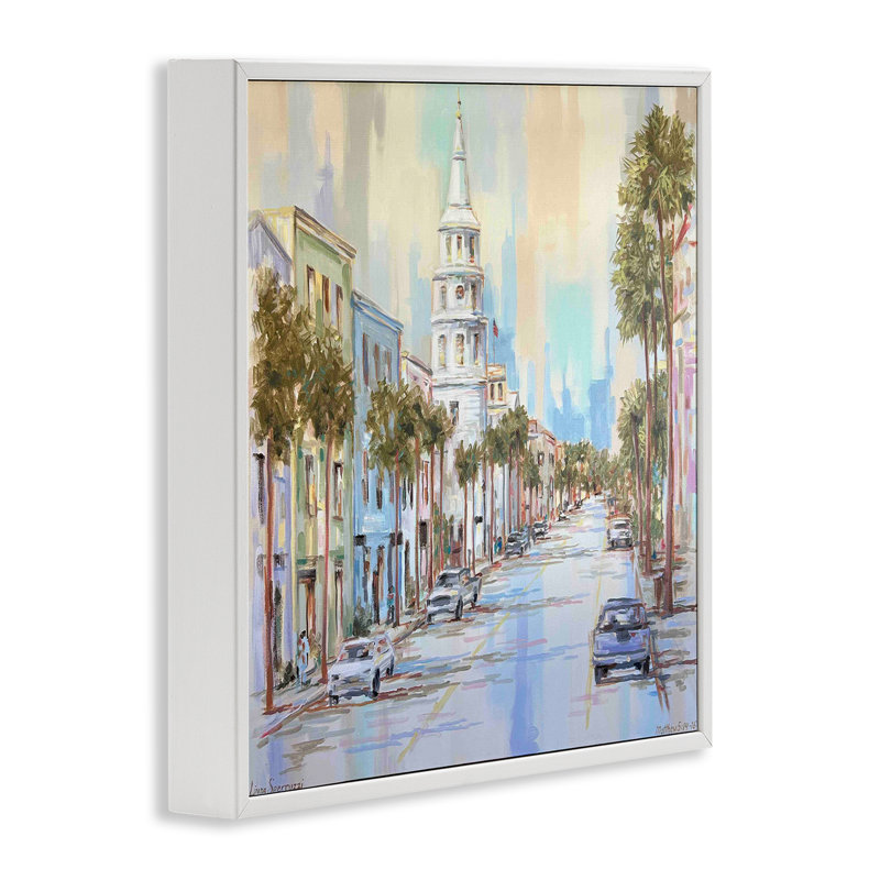Views of Broad Street Charleston, art de la giclée encadrée, design par Linda Sperruche, H 17 po x l 17 po