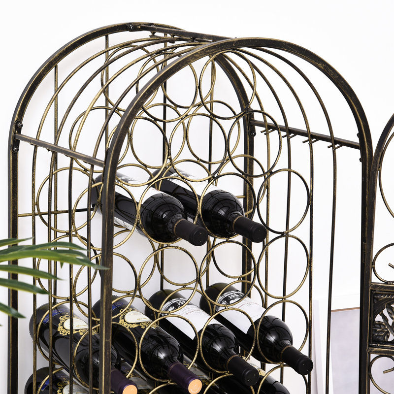 Contenant 45 bouteilles en fer forgé avec serrure, bronze antique, aspect attrayant, l 18,27 po x P 14,3 po, option H 52 po