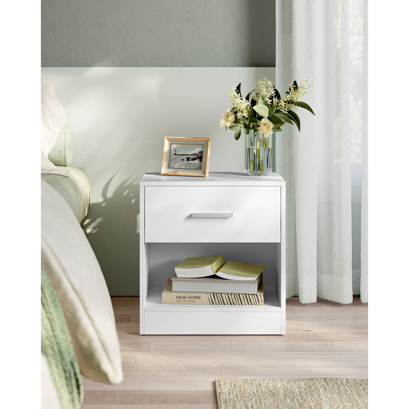 Maxxen 39cm W Manufactured Wood Bedside Table, Classic White