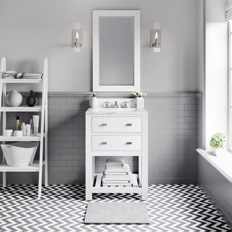 Madalyn 24" Single Bathroom Vanity Set with Mirror, Pure White