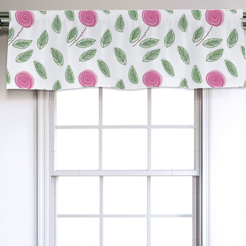 Sateen Floral Ruffled Window Valance