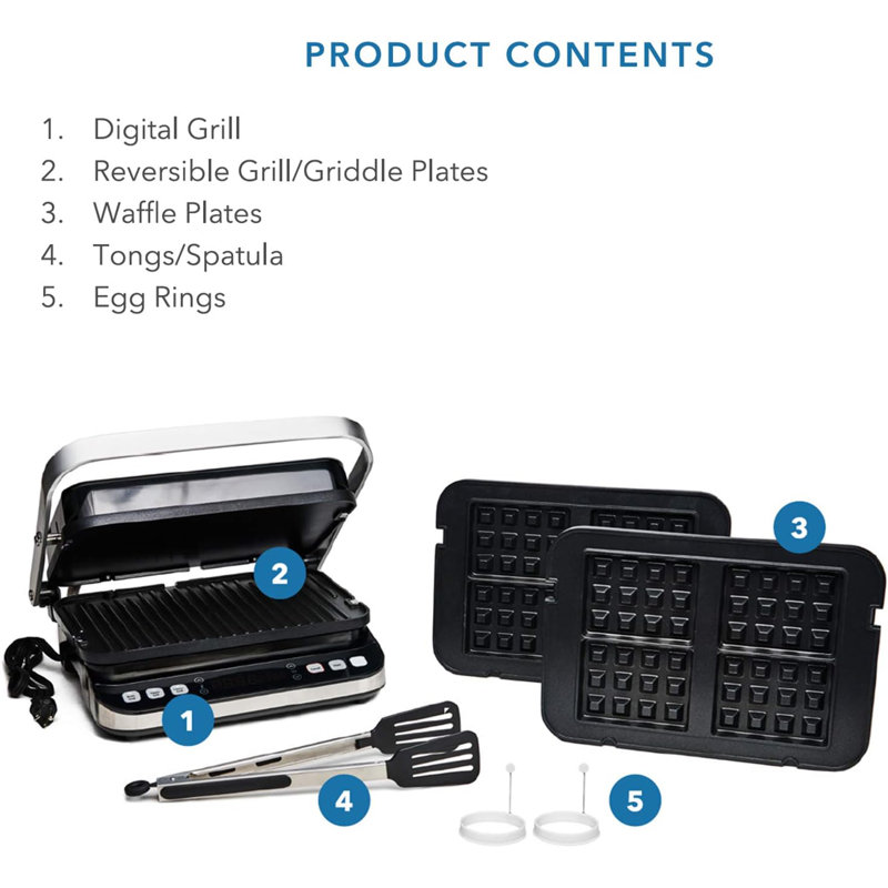 Yedi 6-in-1 Digital Indoor Grill and Waffle Maker with Accessories