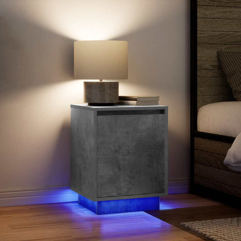 Dariona 38cm W Manufactured Wood Bedside Table, Concrete Grey