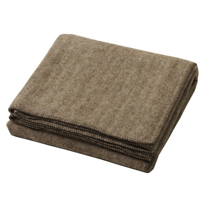 Couverture de qualité supérieure 80% alpaga et 20% laine d'agneau à chevrons, Complet/Double, Marron foncé