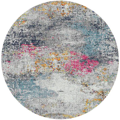Tapis bleu et rose 7 pi
