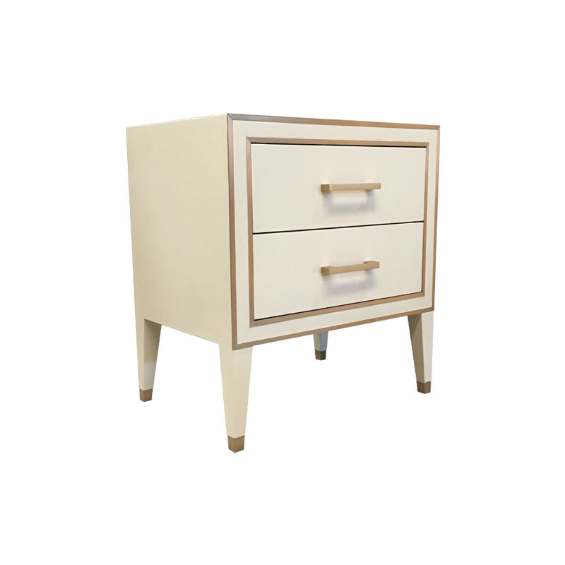 Walsh 60cm W Solid Wood Bedside Table, Cream