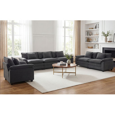 Ensemble de canapé modulaire 3 pièces, canapé-lit à assise profonde avec canapé surdimensionné de 120 po, causeuse de 86 po et fauteuil de 53 po