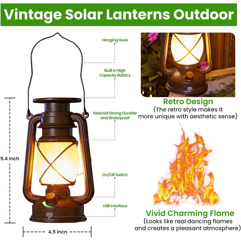 Flickering Flame Solar Lanterns Lights