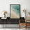 «Teal and Beige Gradient Abstract Beach Art», reproduction d'art sur toile encadrée