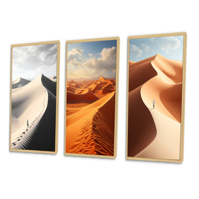 "Mirage du désert égyptien", 3 pièces sur toile