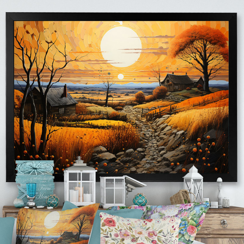 «Markyiah Farm Golden Harvest Pastoral II», reproduction, Cadre simple noir, H 16 po x l 32 po x P 1 po