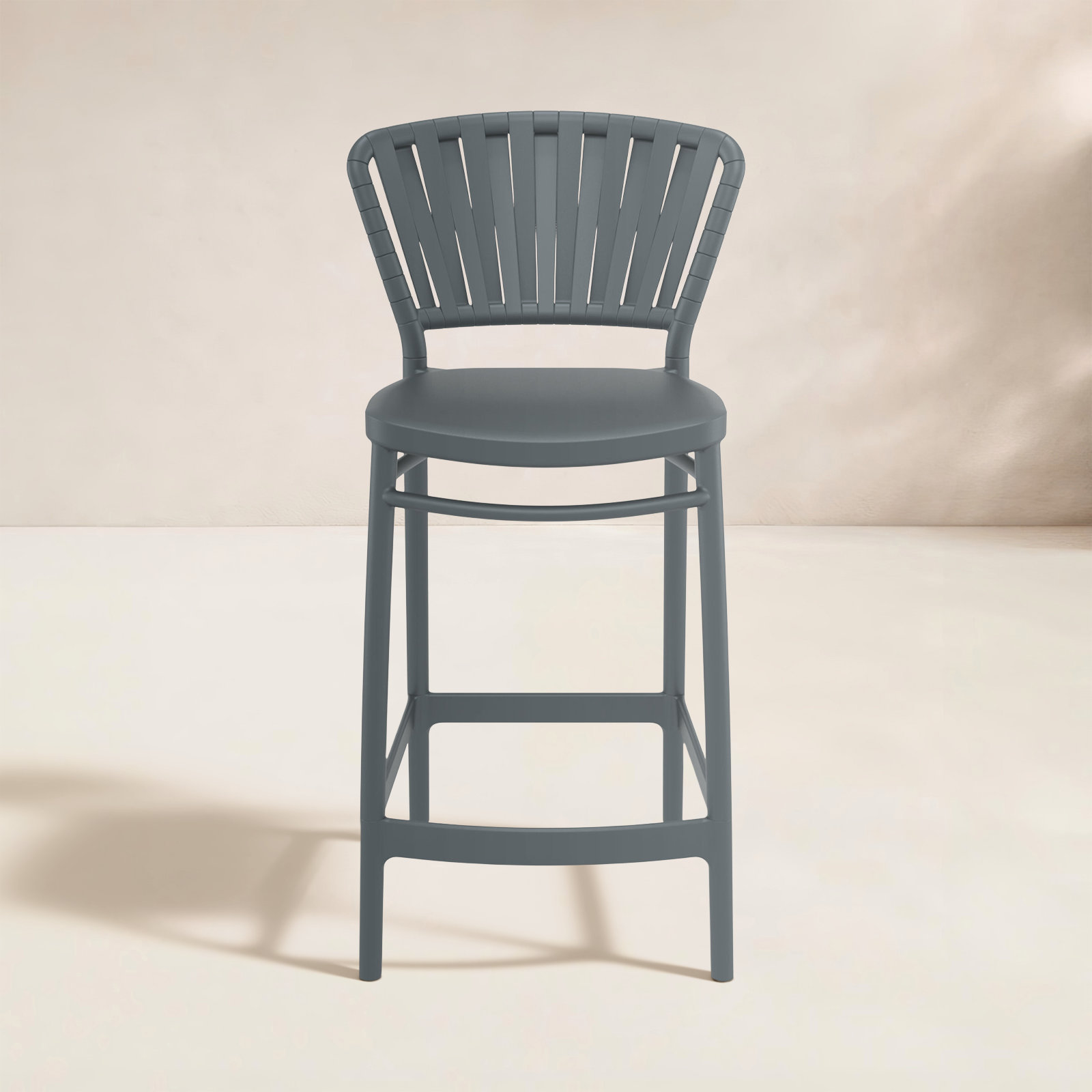 Newport Outdoor Barstool, 25.6", Dark Gray