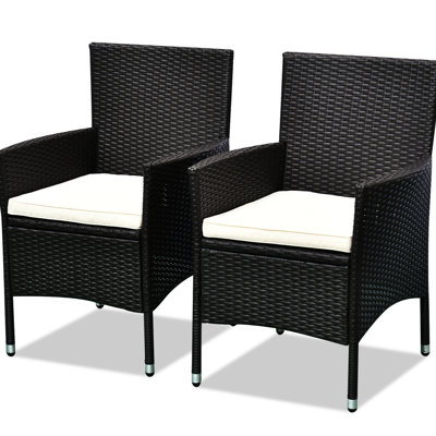 2 chaises par, rembourrées et glissantes, pour patio, jardin, pelouse, café foncé, chaises de salle à manger de conception exquise 2 pièces, avec coussins à patins