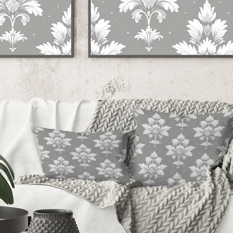 Coussin lombaire gris et blanc à motif argyle I