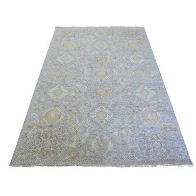 Tapis oriental moderne gris noué à la main 9 pi 11 po x 14 pi 3 po G14915
