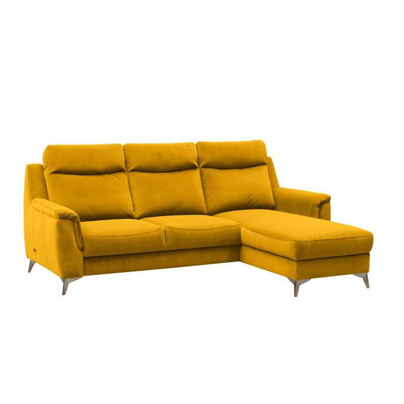 Izola 3 Seater Velvet Sofa Bed, Yellow, Right Hand Facing