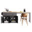 Îlot de cuisine extensible avec porte en métal et espace de rangement - Glissade grise