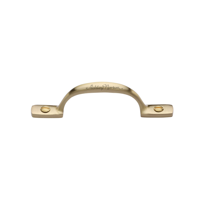 Poignée de ceinture pour armoire et fenêtres, Laiton satiné, 3 3/8"