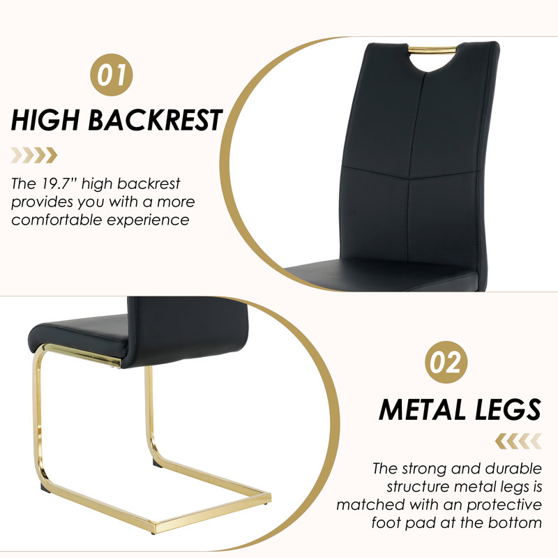 7 - Piece Rectangle Glass Pedestal Dining Set, Gold, Black/Gold