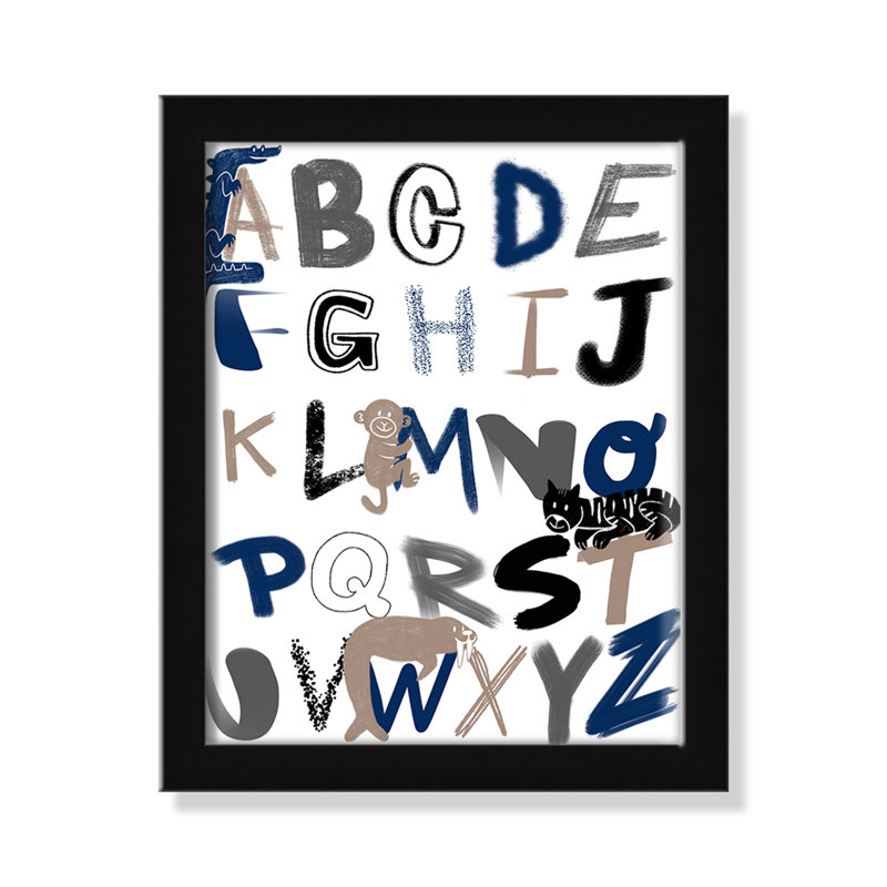 Critter Alphabet 1, impression sur papier, H 10 po x l 8 po x P 1,18 po, Encadré de boîte blanc