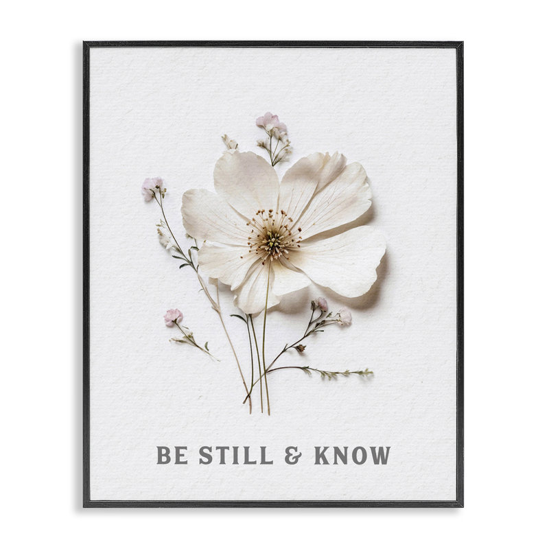 «Be Still & Know Pressed Flowers», giclée encadrée, design par Lettré et doublé, H 14 po x l 11 po