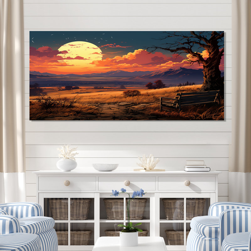 Coucher de soleil silhouette, Toile tendue, H 28 po x l 60 po x P 1,5 po