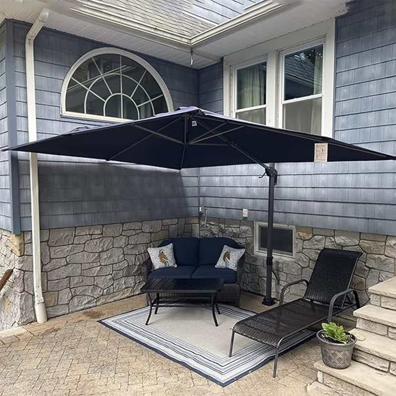 120'' x 156'' Rectangular Cantilever Navy Umbrella, Navy Blue