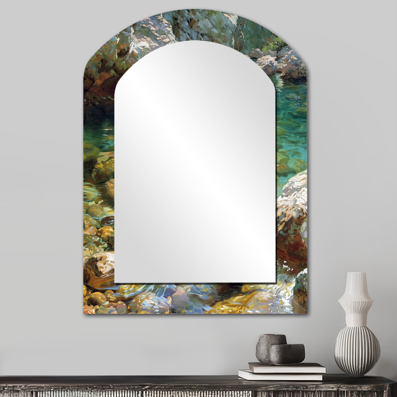 Miroir mural en forme d'arche traditionnelle, 34 po x 25 po