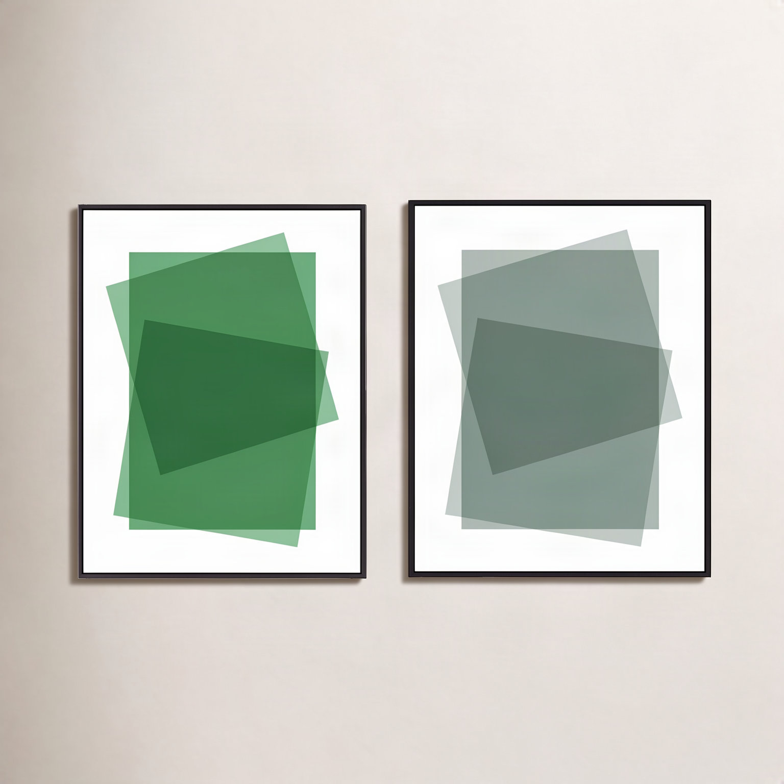 Green & Sage Kaml by Jacques Pilon, Black Framed Canvas, 20" H x 16" W