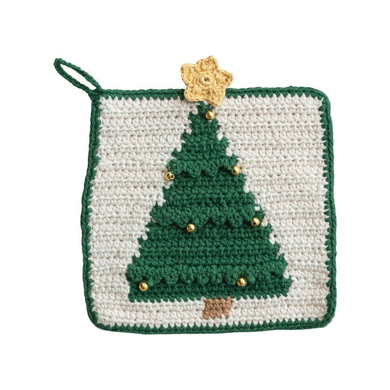 Manique en coton crocheté en forme d'arbre