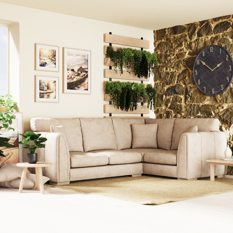 Bablu 4 Seater Faux Leather Corner Sofa , Right Hand Facing, Mink