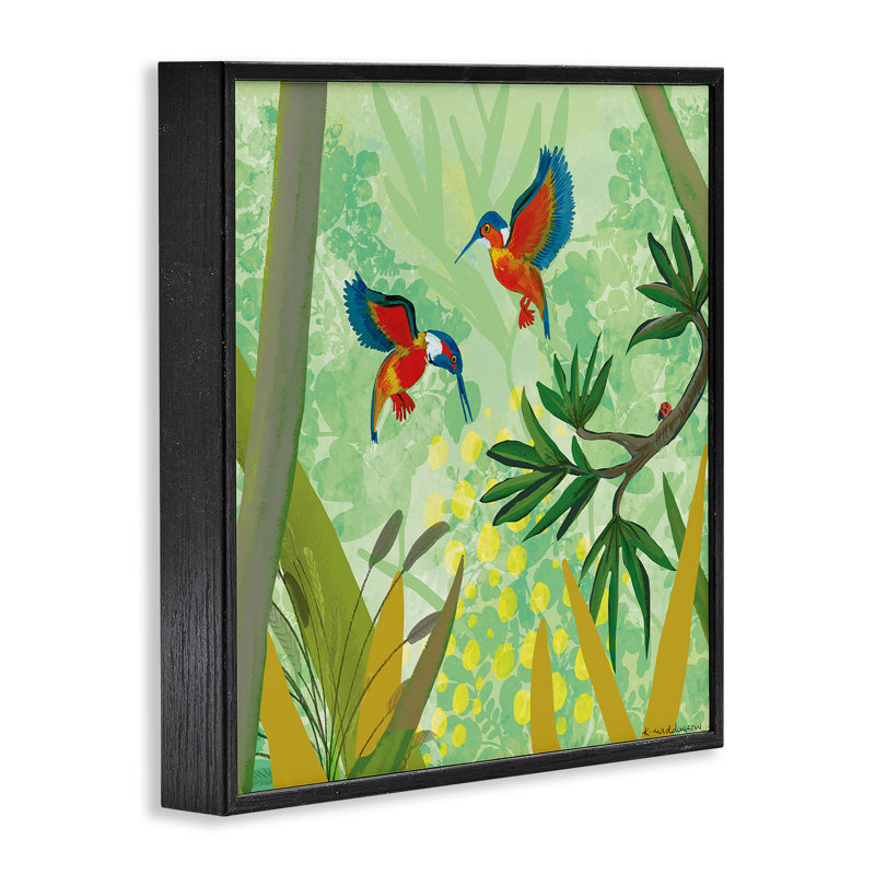 «Kingfishers in Jungle Branches», estampe numérique, design par Kay Widdowson, H 24 po x l 24 po