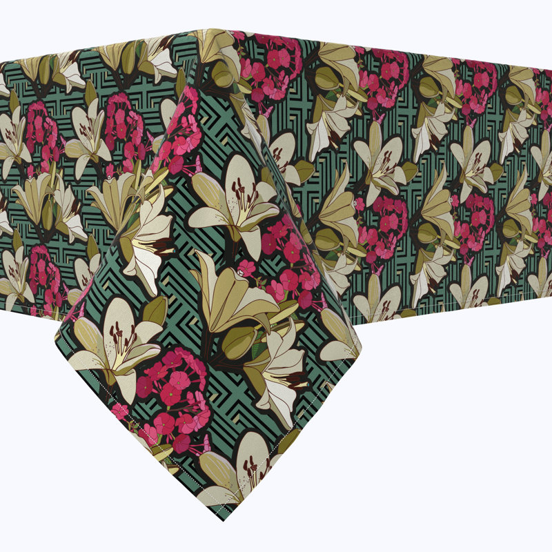 Rectangular Tablecloth, 100% Cotton, Floral 96, 120" x 52"