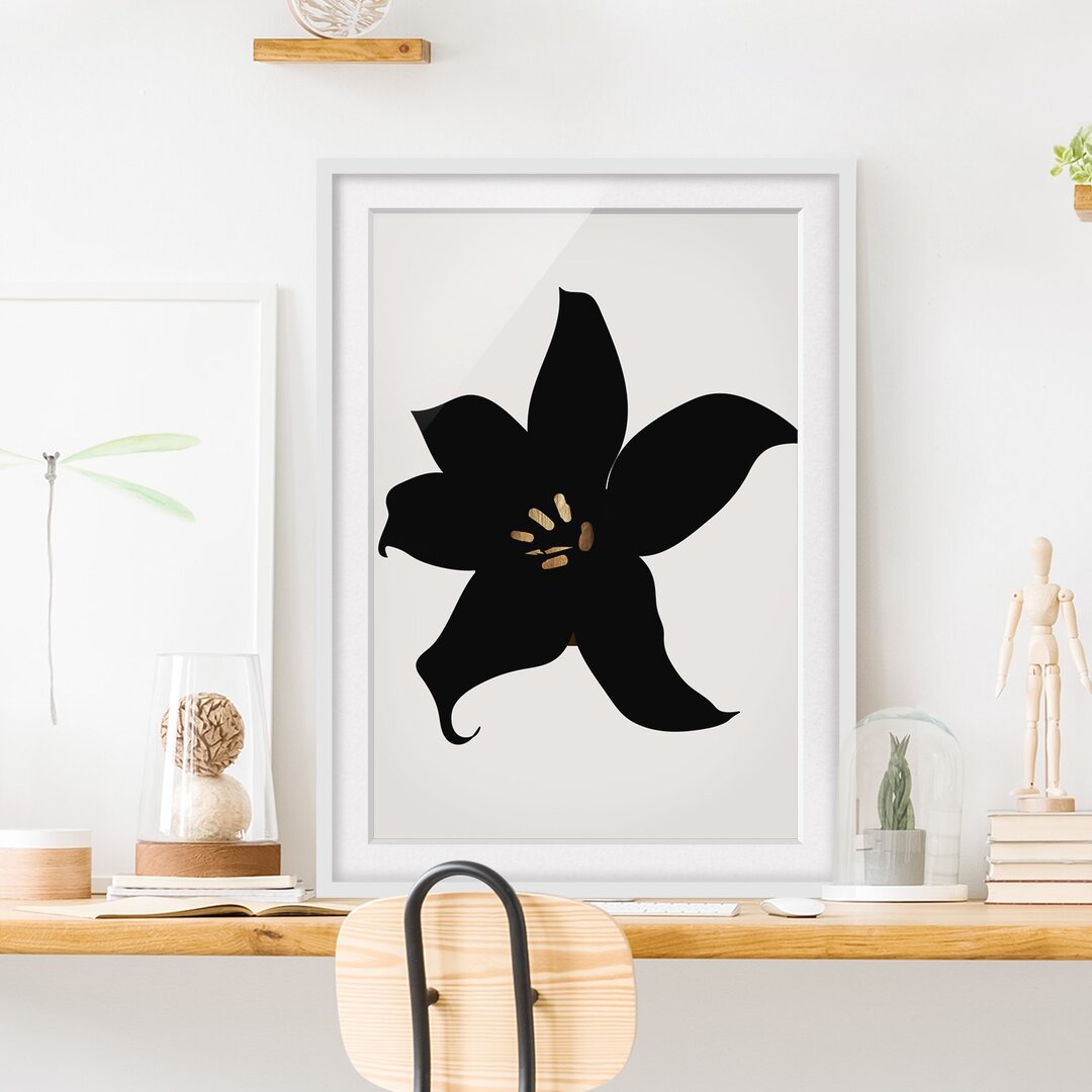 Gerahmtes Poster Plant World - Orchid Black and Gold