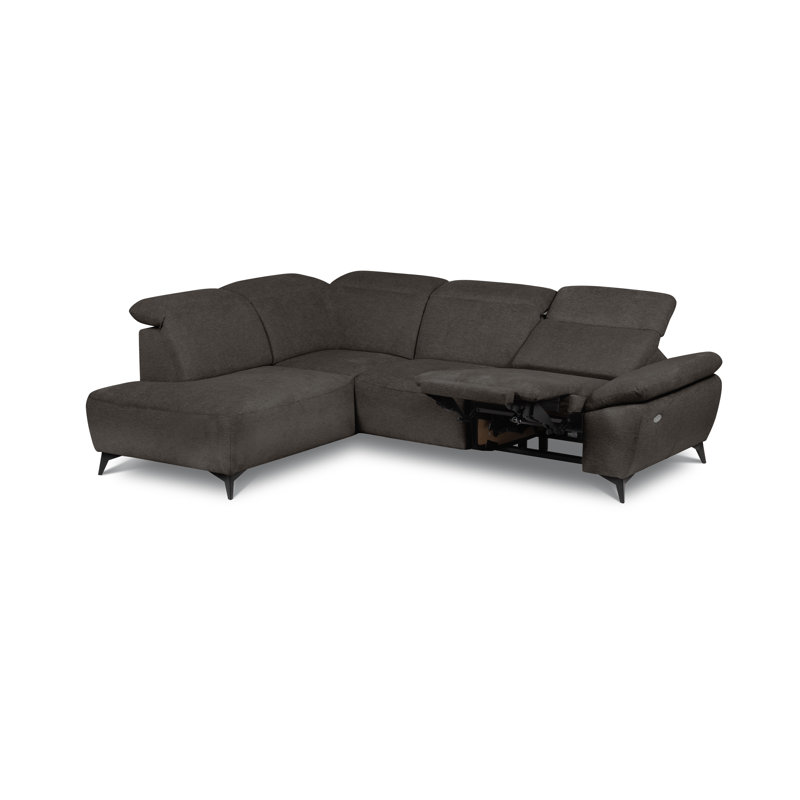 Relaxio Stylish Corner Sofa with Power Reclining & Multi Position Headrests & Adjustable Armrest, Left Hand Facing, Brown