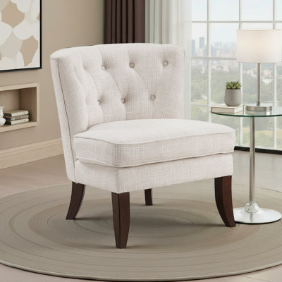 Bousov 26" Modern & Contemporary Accent Chair with Textured Fabric Upholstery, Button-Tufted Back & High-Density Foam Cushions