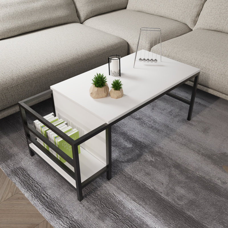 Aliona Coffee Table with Storage, White/Black