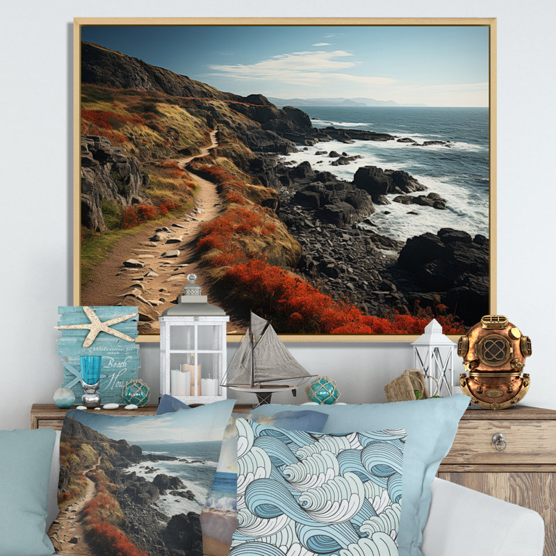 «Bablu Coastal Path I», reproduction sur toile, Cadre naturel flottant, H 24 po x l 32 po x P 1 po