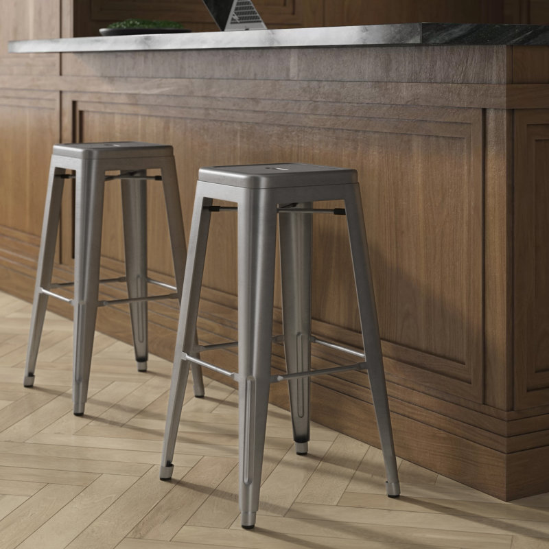 Counter Stool with Metal Frame, Gunmetal Gray