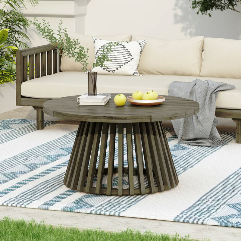 Table basse d'extérieur en bois pour patio, table basse ronde pour jardin, pelouse et balcon