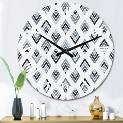 Horloge murale à motif géométrique gris et noir Diamond