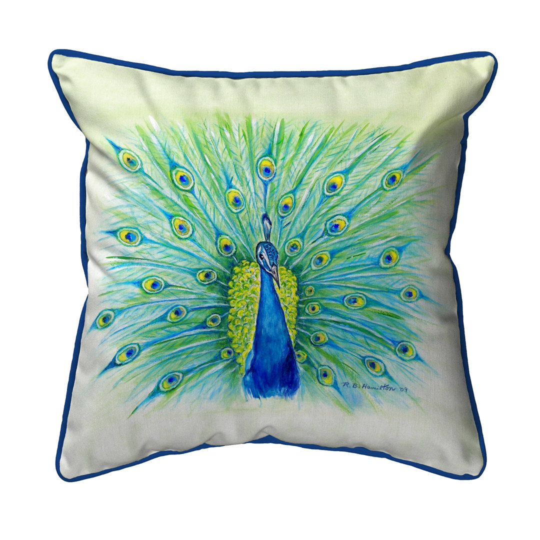 Peacock Outdoor Square Pillow Cover & Insert Betsy Drake Interiors