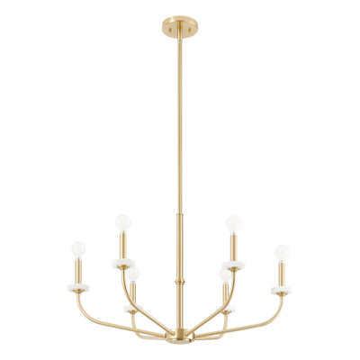 Farid 30-inch 6-light Brushed Gold and White Onyx Chandelier