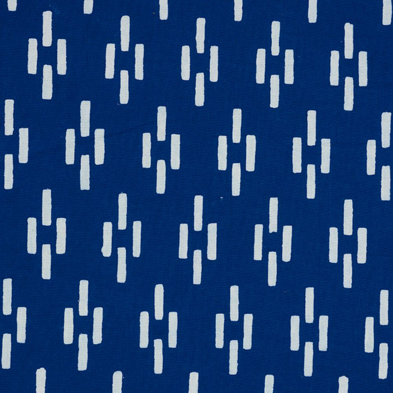 Schumacher x Molly Mahon Dash Fabric, Blue/ Dark Blue/ White