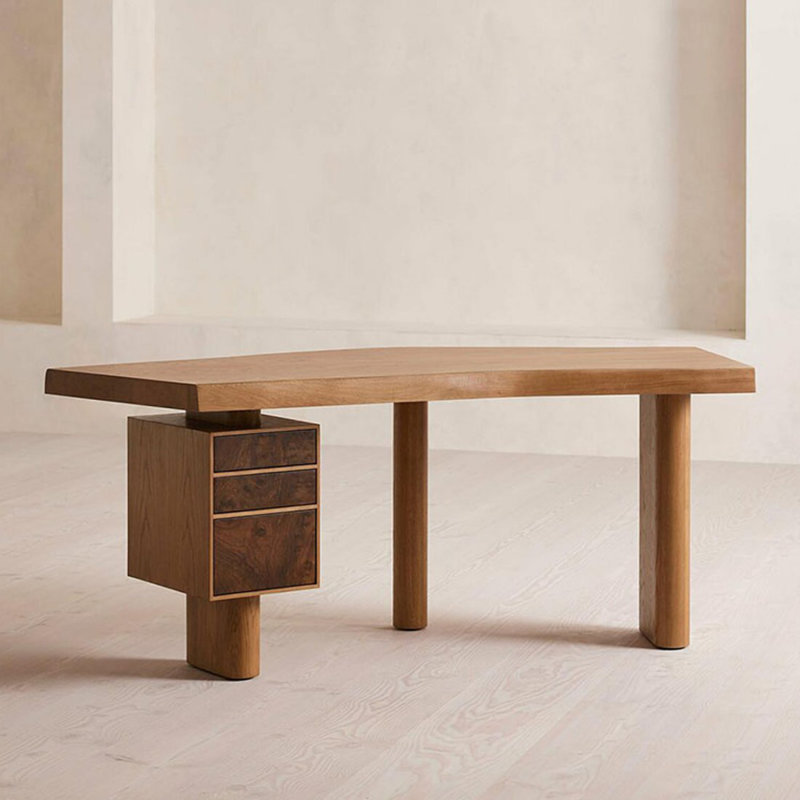 Creative solid wood desk with drawer cabinet, Left Hand Return, 29.53" H x 55.12" W x 23.62" D