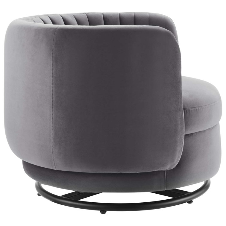 MODWAY Embrace Cognac Tufted Performance Velvet Swivel Chair EEI