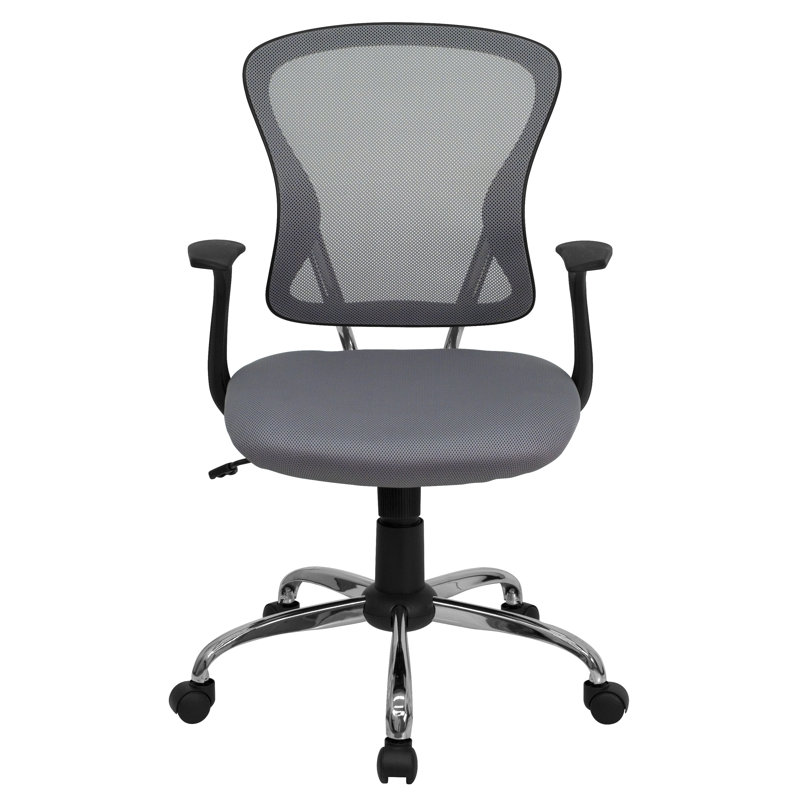 Mid-Back Gray Mesh Swivel Task Chair with Chrome Metal Base