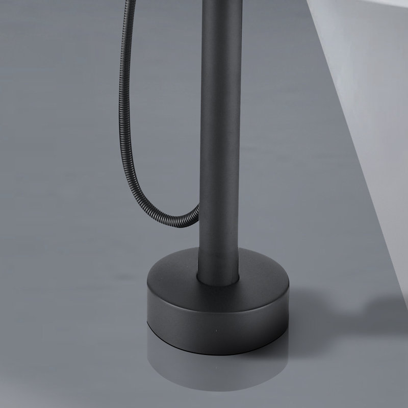 Topcraft Single Handle Floor Mounted Freestanding Tub Faucet with Handheld Shower, Matte Black, Matte Black