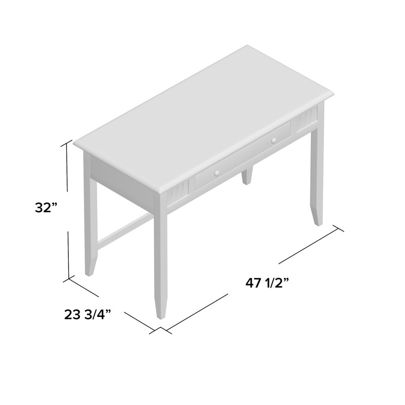 Didier Solid Wood Writing Desk, Wood, European Ivory